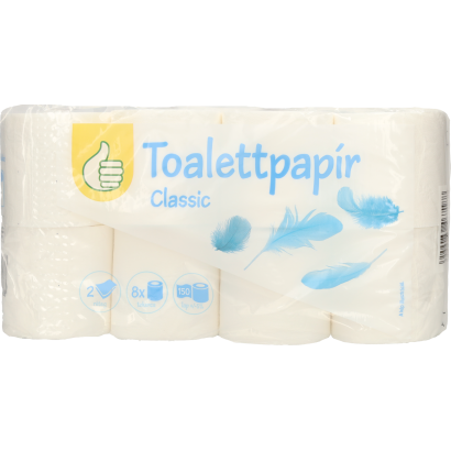 Auchan Tipp toalettpapír classic 2 rétegű 150 lap 8 tekercs