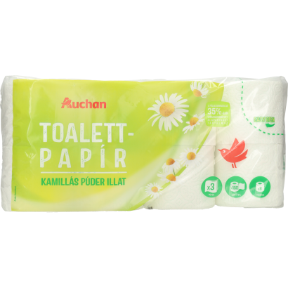 Auchan Kedvenc toalettpapír kamilla 3 rétegű 150 lap 8 tekercs