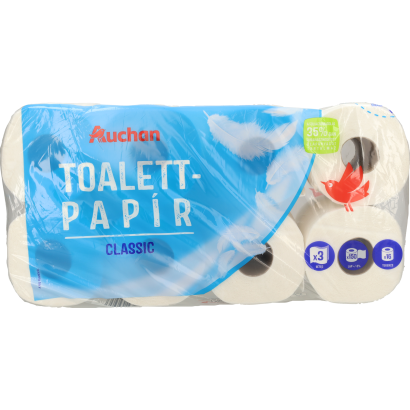 Auchan Kedvenc toalettpapír classic 3 rétegű 150 lap 16 tekercs