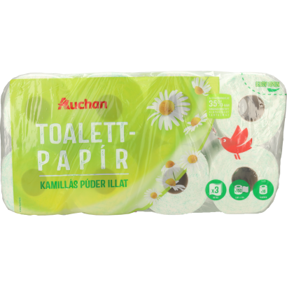 Auchan Kedvenc toalettpapír kamilla 3 rétegű 150 lap 16 tekercs