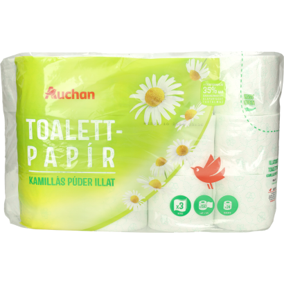 Auchan Kedvenc toalettpapír kamilla 3 rétegű 150 lap 24 tekercs