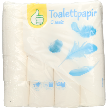 Auchan Tipp toalettpapír classic 2 rétegű 150 lap 32 tekercs