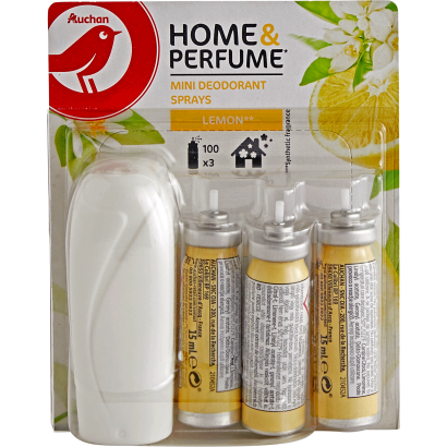 Auchan Kedvenc Beltéri illatosító mini dezodor spray citrom 3x15 ml
