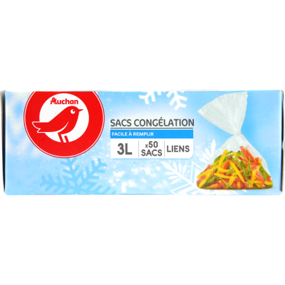 Auchan Kedvenc Mélyhűtő tasak záróklipsszel 3 l 50 db