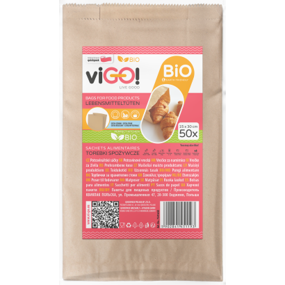 viGO! Uzsonnás tasak, papÍr, barna, 50db