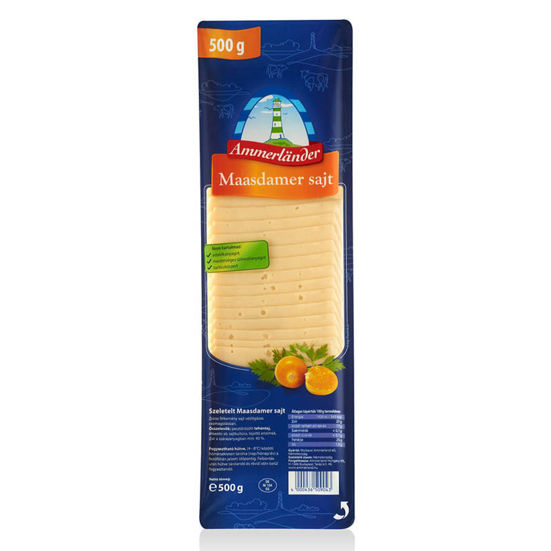 Szeletelt Maasdam sajt, 500 g