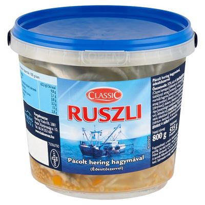 Classic Ruszli Pácolt Hering Hagymával, Édesítőszerrel 800 g