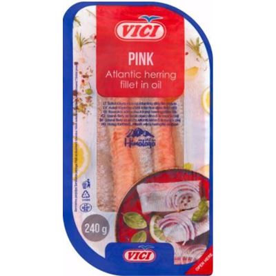 VICI hideg füstölésű atlanti, vörös heringfilé olajban 240 g