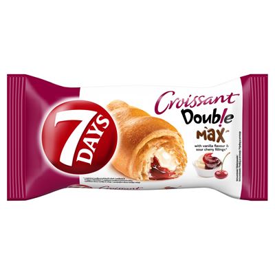 7DAYS Double Max Croissant Vanília-meggy Ízű Töltelékekkel 80 g