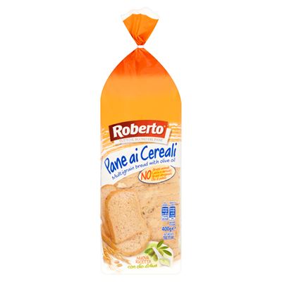 Roberto Lágy Szeletelt Kenyér Búza, Rozs, Tönköly, Zabpehely, Árpa, Szójadara, Kukorica és Olívaolajjal 400 g