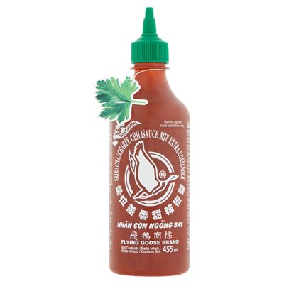Flying Goose Brand Sriracha Csípős Chili Szósz Extra Korianderrel 455 ml