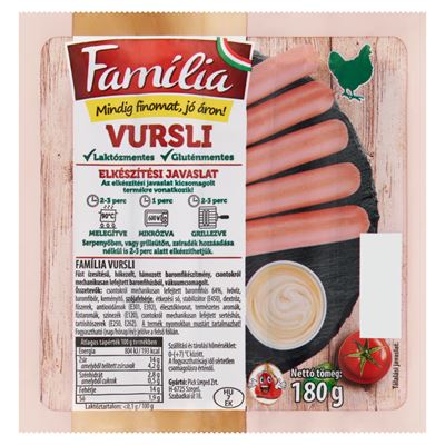 Família VURSLI Natúr Baromfi Készítmény 180 g