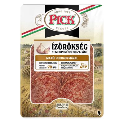 PICK Ízörökség Makói Fokhagymás Szeletelt Szalámi Védőgázas Csomagolásban 70g