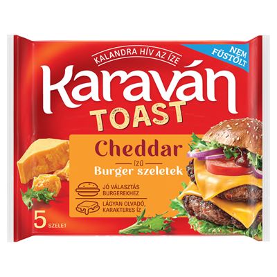 KARAVÁN Toast cheddar ízű burger szeletek 100 g