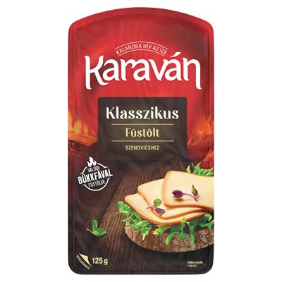 KARAVÁN Zsíros Ömlesztett Szeletelt Füstölt sajt 125 g