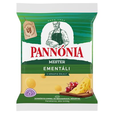 PANNÓNIA Mester Ementáli darabolt, zsíros, kemény, erjedési lyukas sajt 200 g