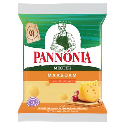 PANNÓNIA Mester Maasdam darabolt, zsíros, félkemény, erjedési lyukas sajt 200 g