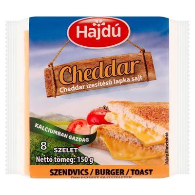 Hajdú cheddar ízesítésű lapka sajt 8 db 150 g