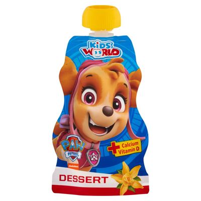 KiDS WORLD hőkezelt, kalciummal és D-vitaminnal dúsított vaníliás túrós desszert 80 g