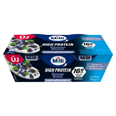 Milli Power Bowl zsírszegény eredeti görög krémjoghurt áfonyás 2 x 175 g (350 g)