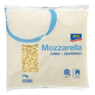 aro Pizza Mozzarella Kockák, 45%, 2 kg
