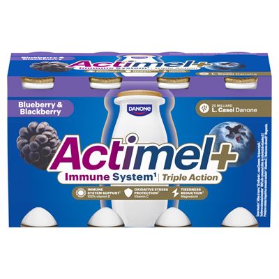 DANONE Actimel+ áfonya- és feketeszeder ízű joghurtalapú ital 8 x 100 g (800 g)