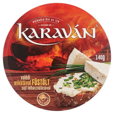 KARAVÁN füstölt ízű, kenhető, zsíros, ömlesztett sajt 8 db 140 g