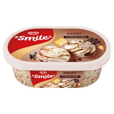 ALGIDA Smile keksz ízű jégkrém csokoládés szósszal és vajas kekszdarabokkal 900 ml