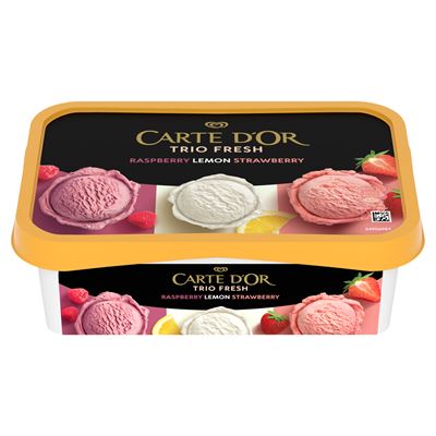CARTE D'OR trio fresh málnás jégkrém, citromos jégkrém és epres jégkrém 1 l