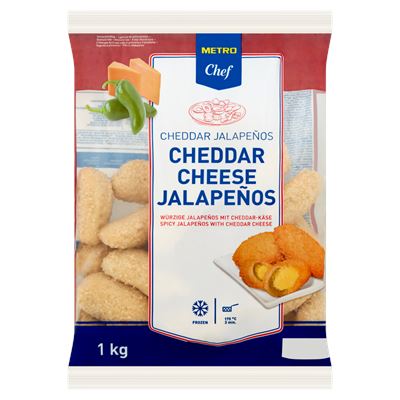 METRO Chef Gyorsfagyasztott, Elősütött Ömlesztett Sajttal Töltött Jalapeno Paprikák Ropogós Panírban 1 kg