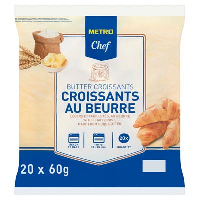 METRO Chef Gyorsfagyasztott Vajas Croissant 20 x 60 g (1,2 kg)