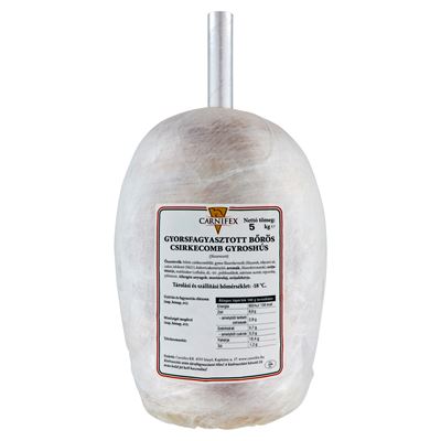 Carnifex Gyorsfagyasztott, Fűszerezett, Bőrös Csirkecomb Gyroshús 5 kg
