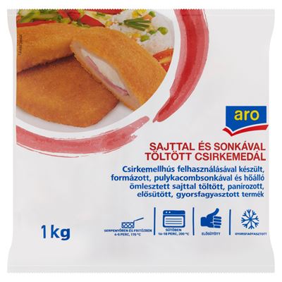 aro Gyorsfagyasztott, Sajttal-Sonkával Töltött Csirkemedál 1 kg