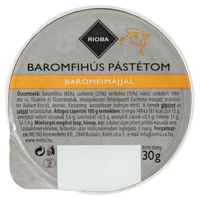RIOBA Baromfihús Pástétom Baromfimájjal 30 g