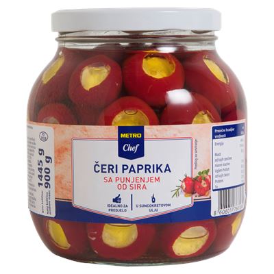 METRO Chef Cseresznye Paprika Túróval Töltve Napraforgóolajban 1,445 kg