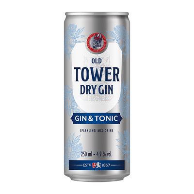 OLD TOWER DRY GIN & TONIC 4.9% 250 ml