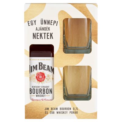Jim Beam Bourbon whiskey + 2 db pohár 40% 0,7 l
