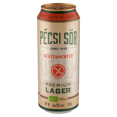 Pécsi Sör Prémium Lager Gluténmentes Minőségi Világos Biosör 5% 500 ml