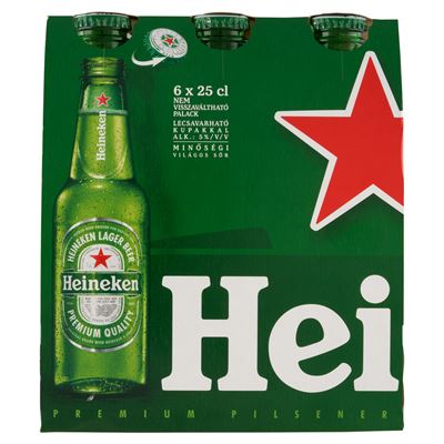 Heineken minőségi világos sör 5% 6 x 250 ml