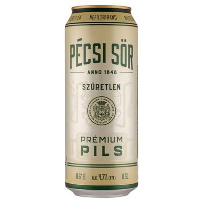 Pécsi Prémium Pils Szűretlen Dobozos Sör 4.7% 500 ml
