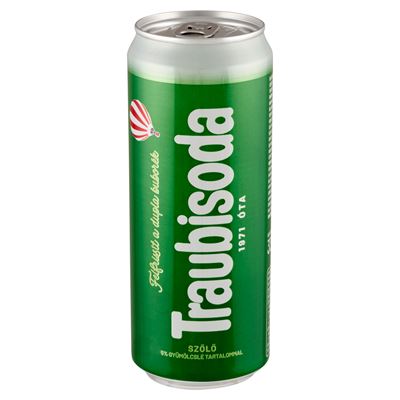 Traubisoda Szőlő Ízű Szénsavas Üdítőital Cukorral és Édesítőszerekkel 330 ml