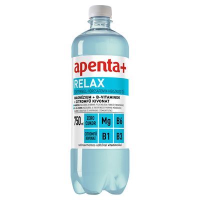 apenta + Relax feketeribizli-vörösáfonya-hibiszkusz ízű szénsavmentes üdítőital vitaminokkal 750 ml