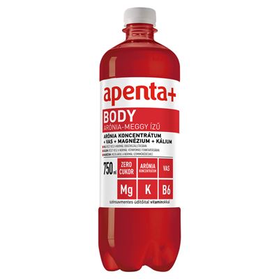 apenta + Body arónia-meggy ízű szénsavmentes üdítőital édesítőszerekkel, vitaminokkal 750 ml