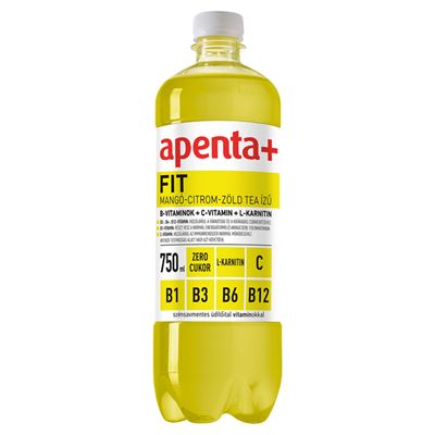 apenta + Fit Mangó-citrom Zöldtea Ízű Szénsavmentes, Energiamentes Üdítőital Édesítőszerekkel 750 ml