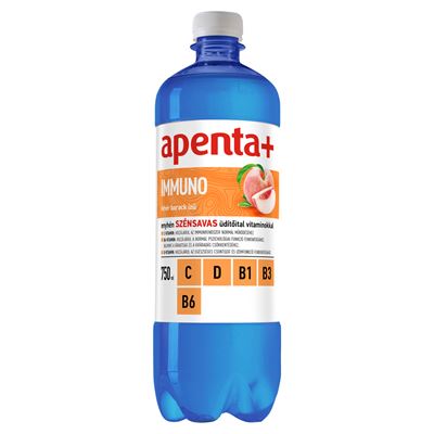 apenta + Immuno fehér barack ízű, enyhén szénsavas üdítőital 750 ml