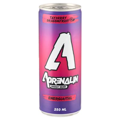Adrenalin Szeder-málna-sárkánygyümölcs Ízű Szénsavas Energiaital 250 ml