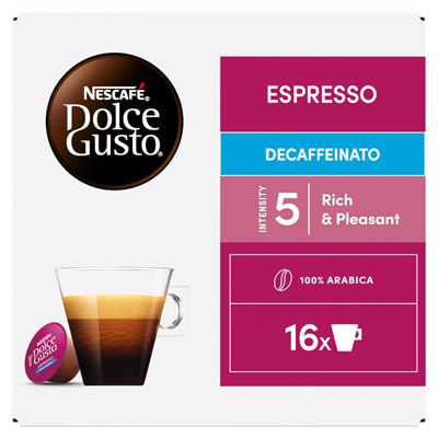Dolce Gusto NESCAFÉ Espresso koffeinmentes őrölt pörkölt kávé 16 x 5,5 g (88 g)
