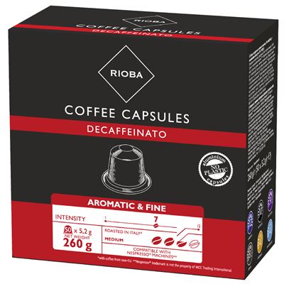 RIOBA Nespresso Kompatibilis Koffeinmentes Kapszula 50 x 5,2 g