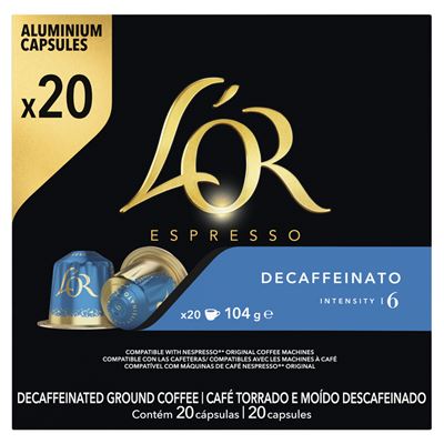 L'OR Espresso Decaffeinato koffeinmentes őrölt-pörkölt kávé kapszulában 20 db 104 g