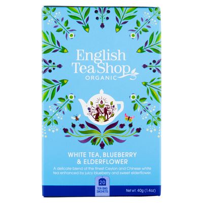 English Tea Shop fehér tea, áfonya és bodza bio tea 20 teafilter 40 g